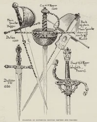 Beispiele für Rapiere und Dolche des 16. Jahrhunderts